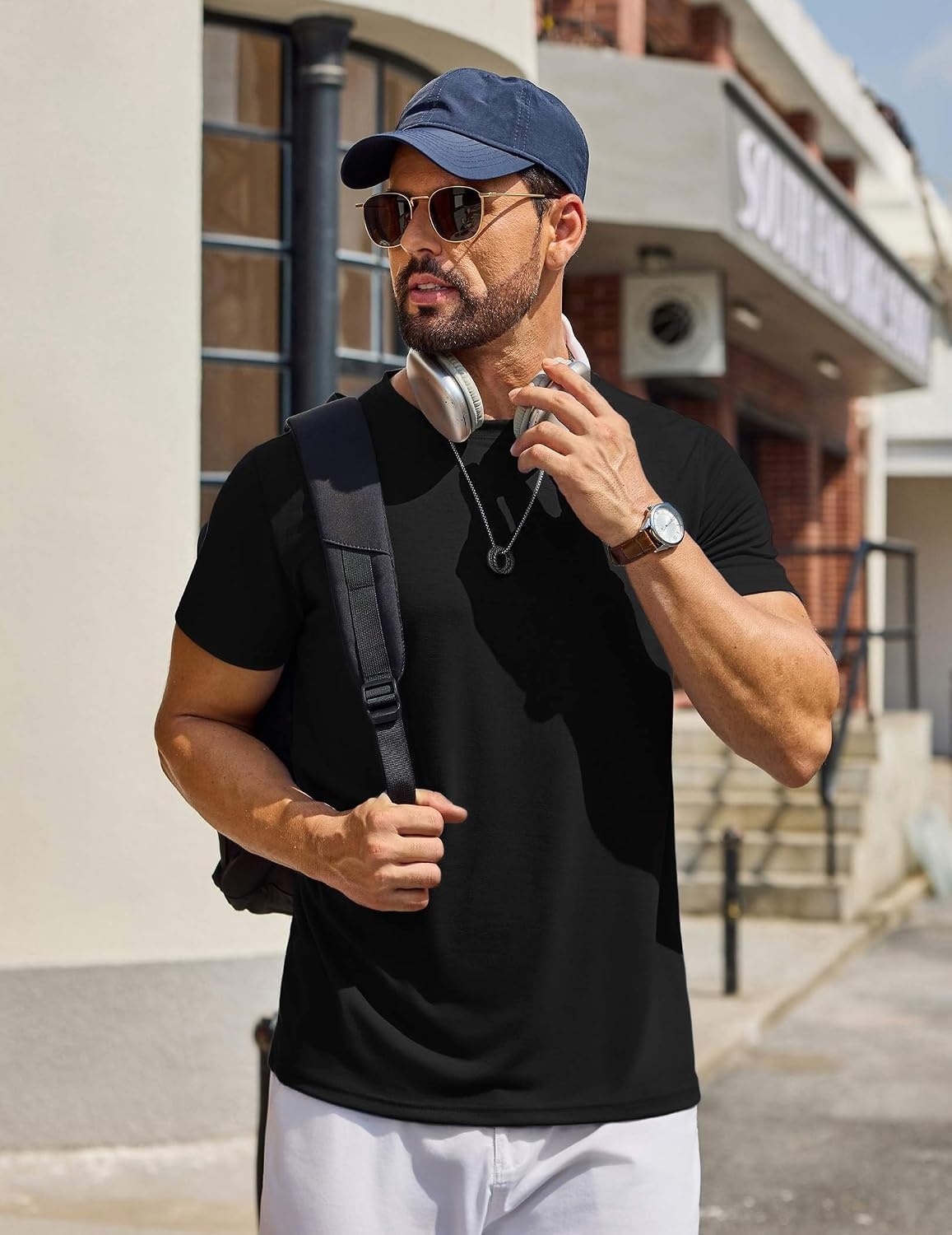 image:imageCOOFANDY Mens T Shirt Short Sleeve Casual TShirts Crew Neck Basic Tee ShirtsBlack