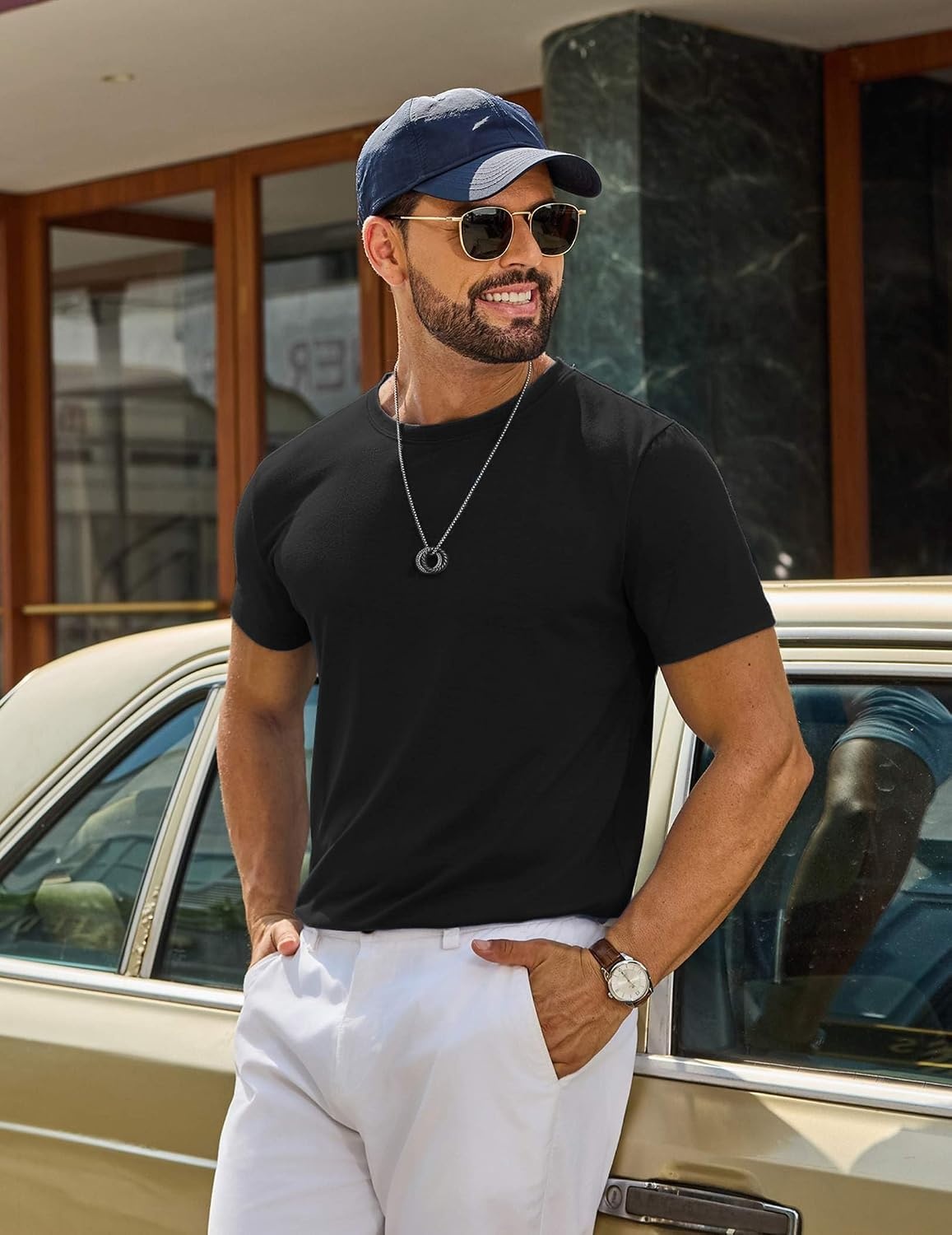 image:imageCOOFANDY Mens T Shirt Short Sleeve Casual TShirts Crew Neck Basic Tee ShirtsBlack
