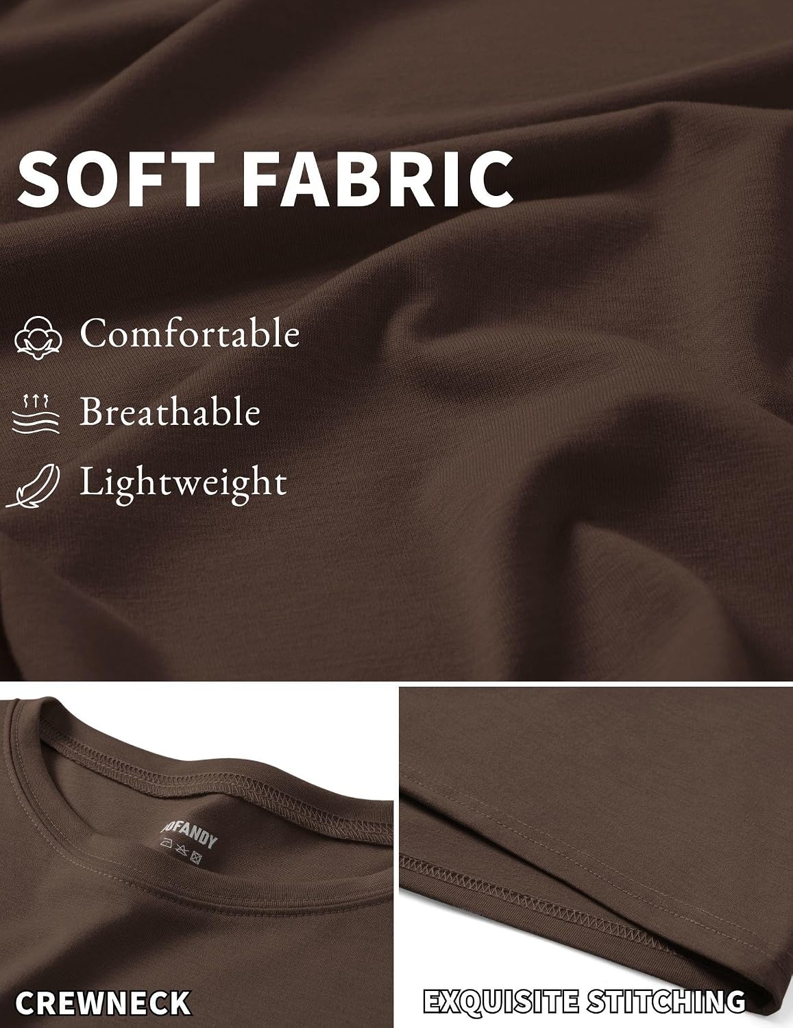 image:imageCOOFANDY Mens T Shirt Short Sleeve Casual TShirts Crew Neck Basic Tee ShirtsBrown