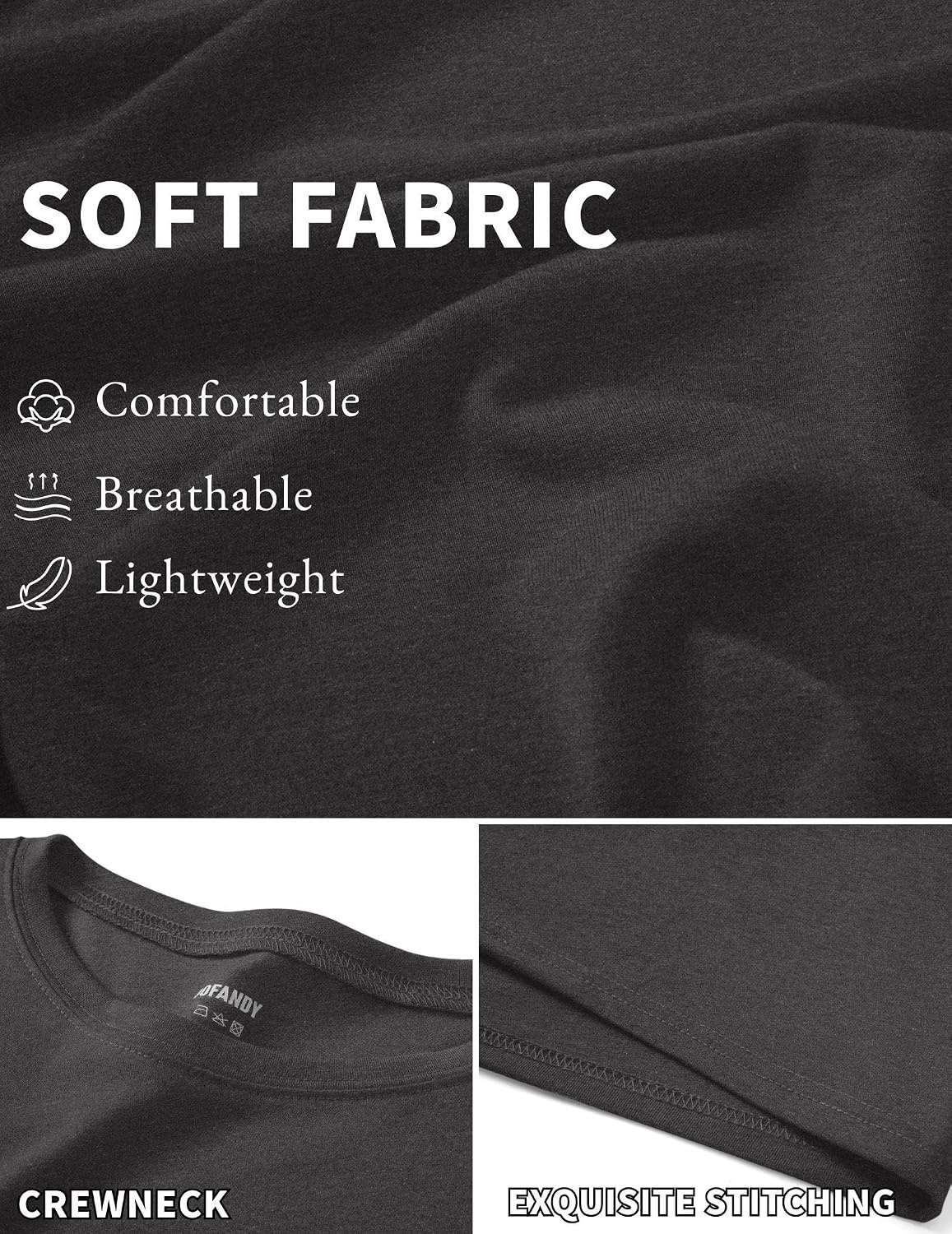 image:imageCOOFANDY Mens T Shirt Short Sleeve Casual TShirts Crew Neck Basic Tee ShirtsDark Grey
