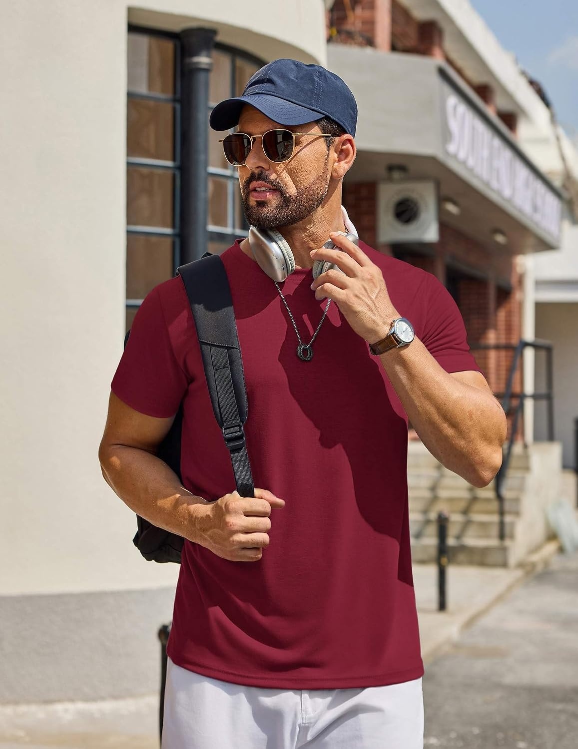 image:imageCOOFANDY Mens T Shirt Short Sleeve Casual TShirts Crew Neck Basic Tee ShirtsDeep Red