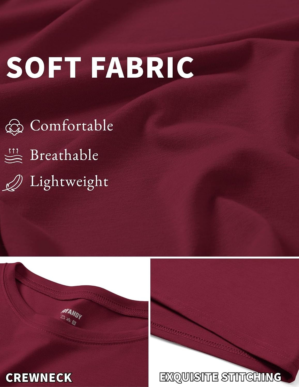 image:imageCOOFANDY Mens T Shirt Short Sleeve Casual TShirts Crew Neck Basic Tee ShirtsDeep Red
