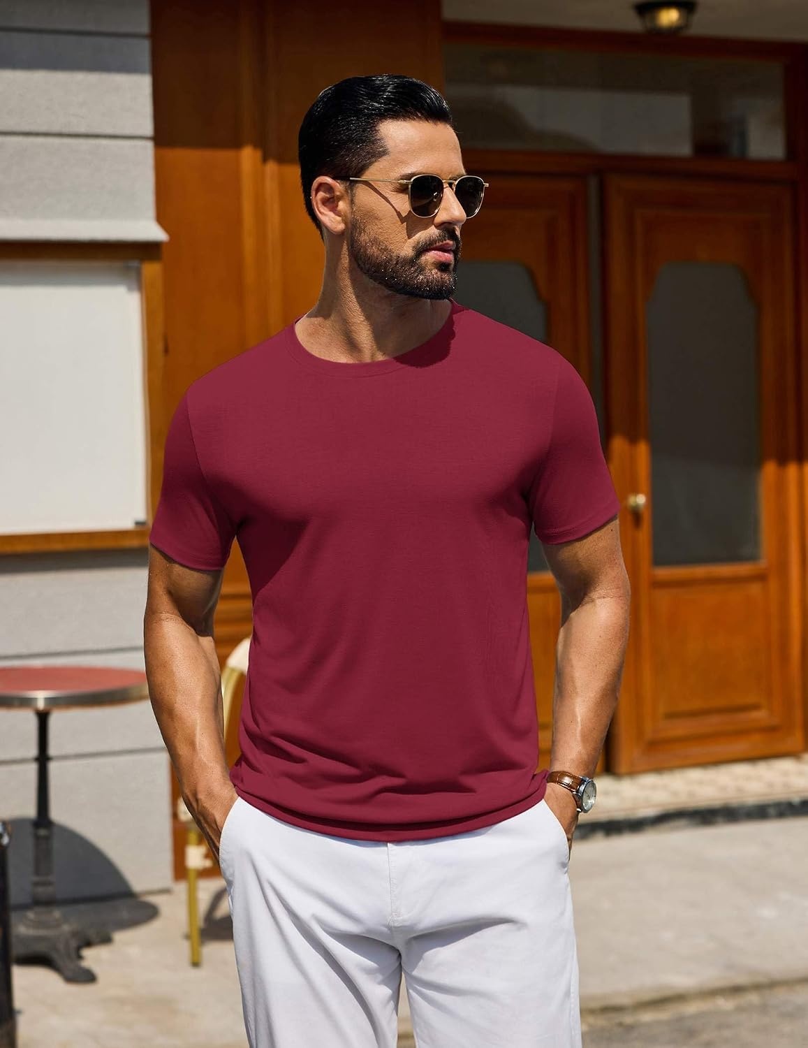 image:imageCOOFANDY Mens T Shirt Short Sleeve Casual TShirts Crew Neck Basic Tee ShirtsDeep Red