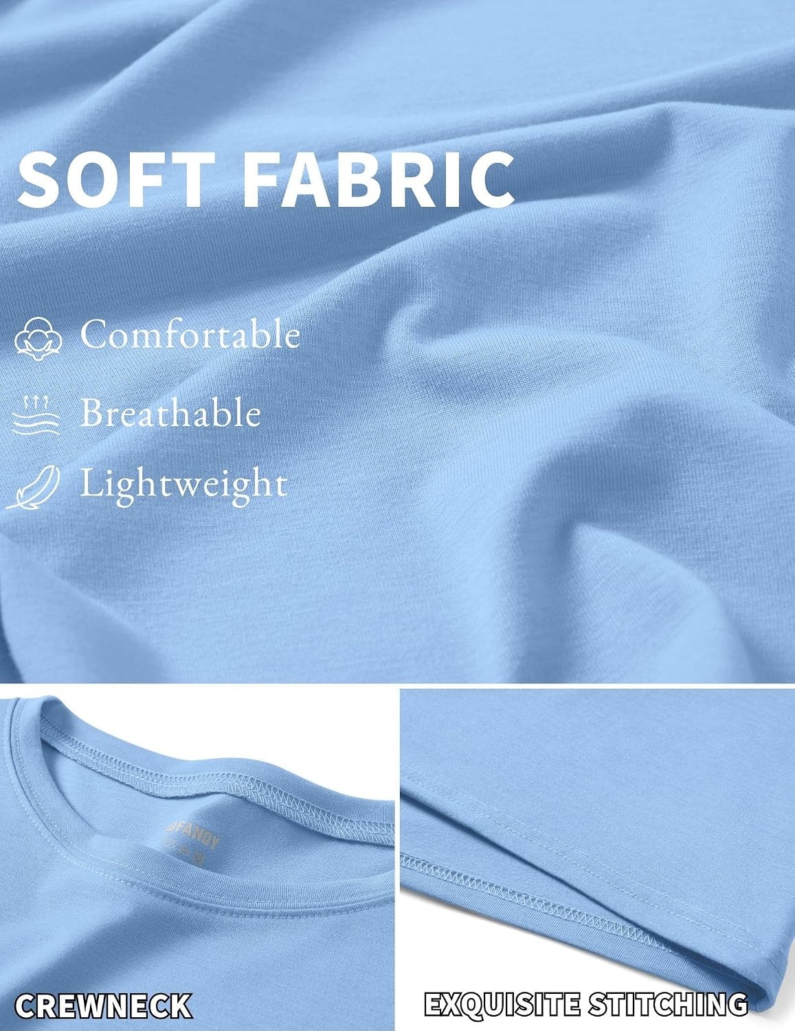 image:imageCOOFANDY Mens T Shirt Short Sleeve Casual TShirts Crew Neck Basic Tee ShirtsLight Blue