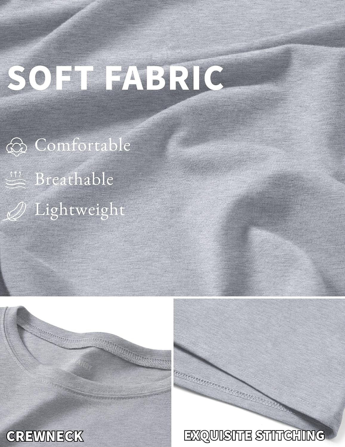 image:imageCOOFANDY Mens T Shirt Short Sleeve Casual TShirts Crew Neck Basic Tee ShirtsLight Grey