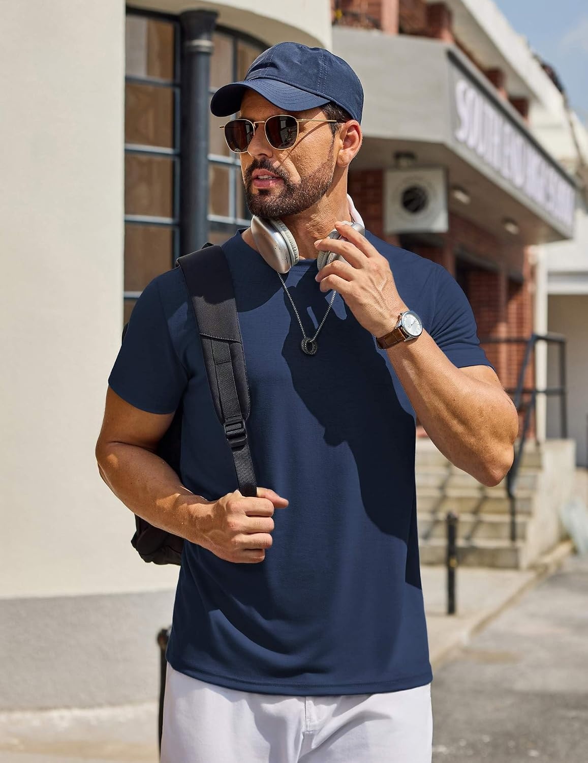 image:imageCOOFANDY Mens T Shirt Short Sleeve Casual TShirts Crew Neck Basic Tee ShirtsNavy