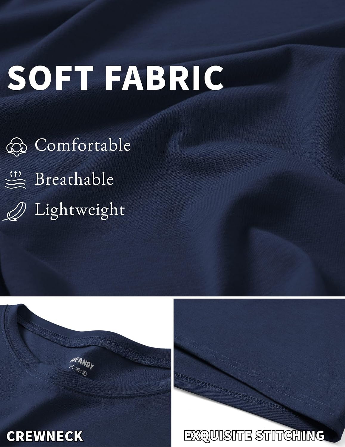 image:imageCOOFANDY Mens T Shirt Short Sleeve Casual TShirts Crew Neck Basic Tee ShirtsNavy