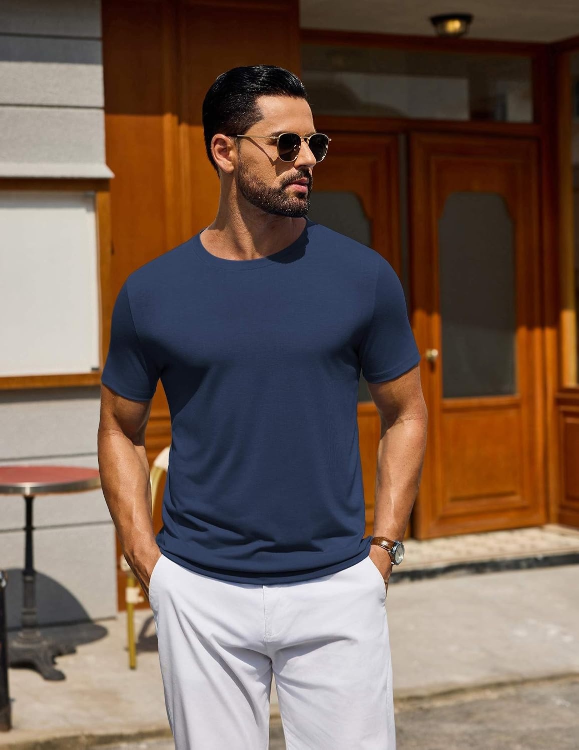 image:imageCOOFANDY Mens T Shirt Short Sleeve Casual TShirts Crew Neck Basic Tee ShirtsNavy