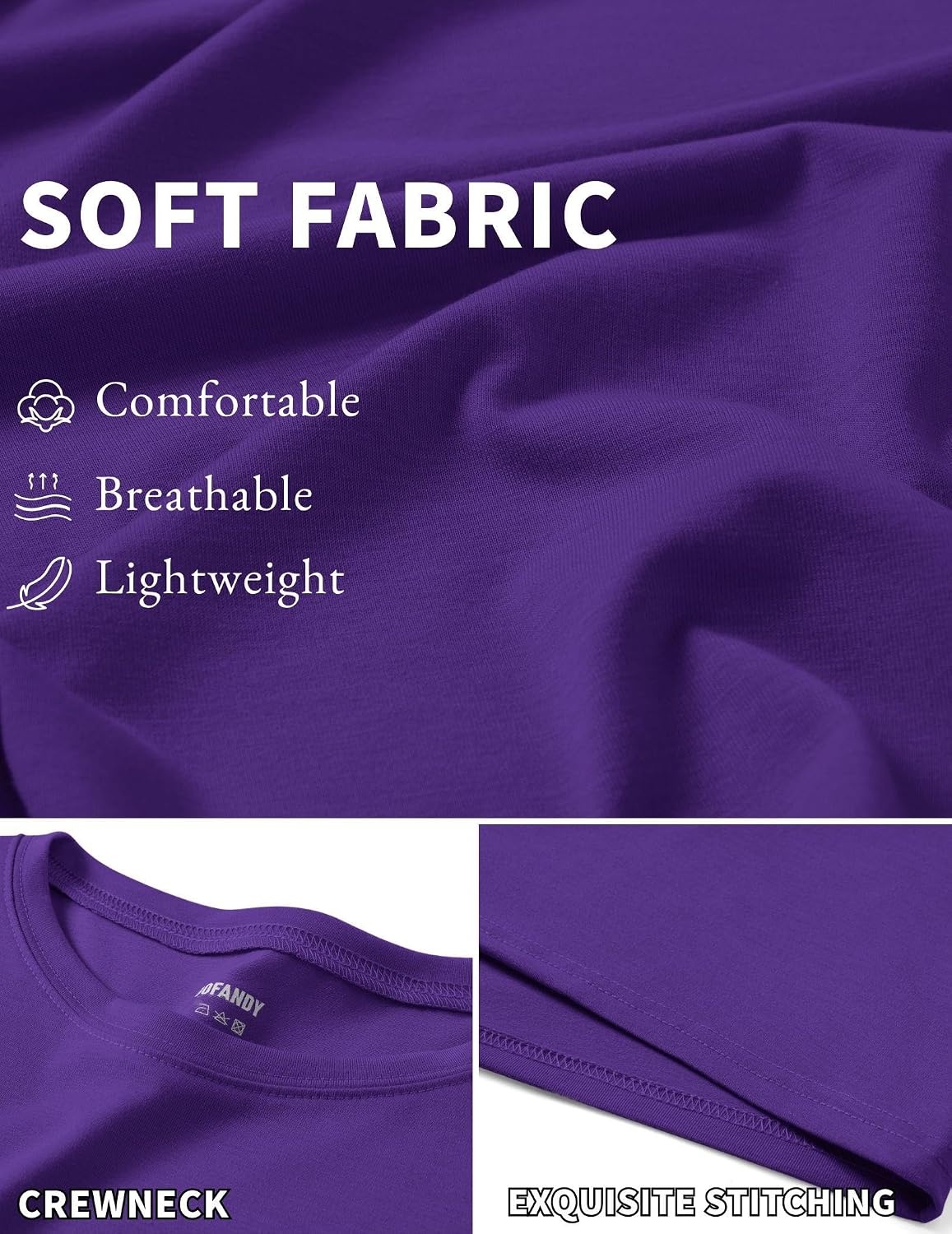 image:imageCOOFANDY Mens T Shirt Short Sleeve Casual TShirts Crew Neck Basic Tee ShirtsPurple