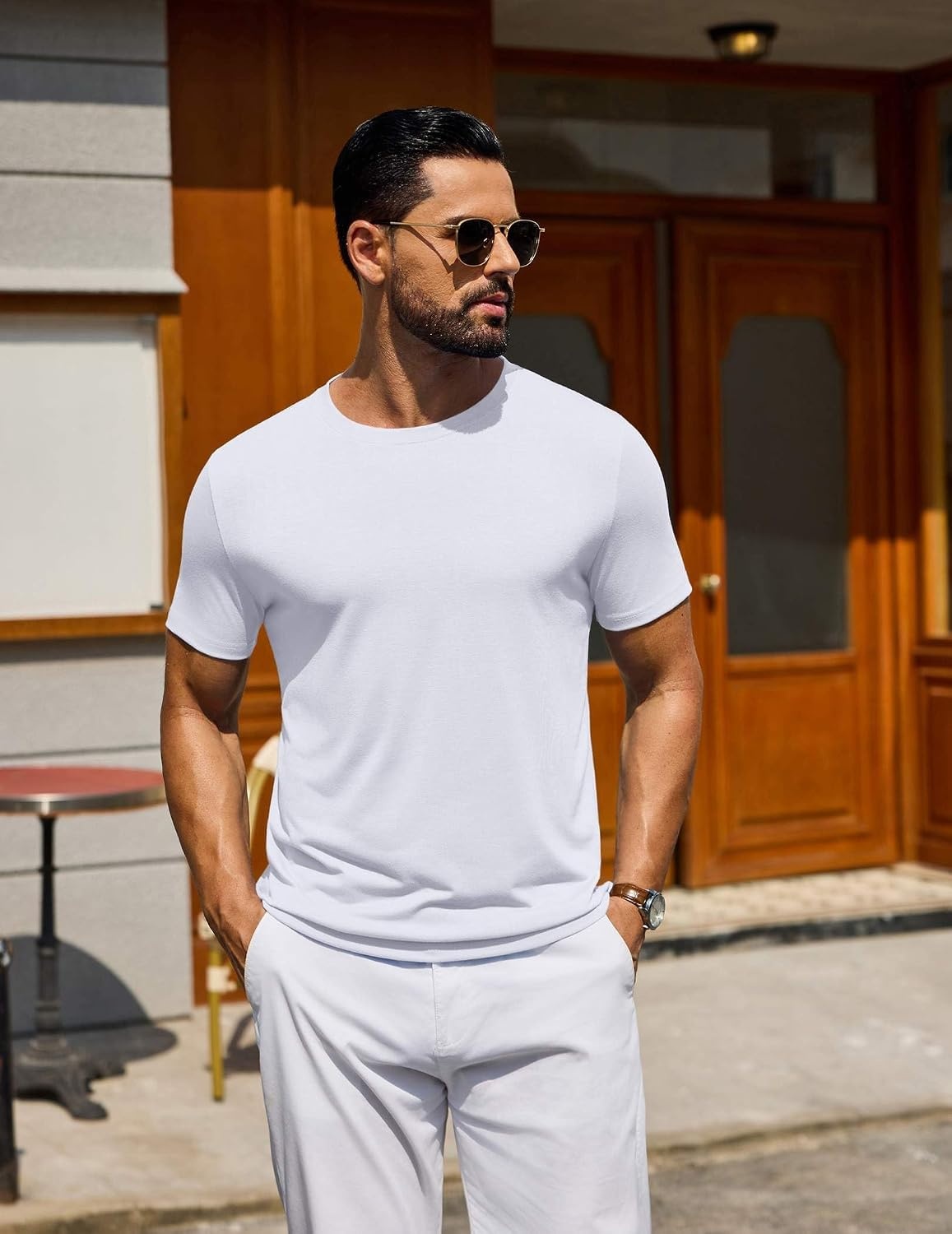 image:imageCOOFANDY Mens T Shirt Short Sleeve Casual TShirts Crew Neck Basic Tee ShirtsWhite