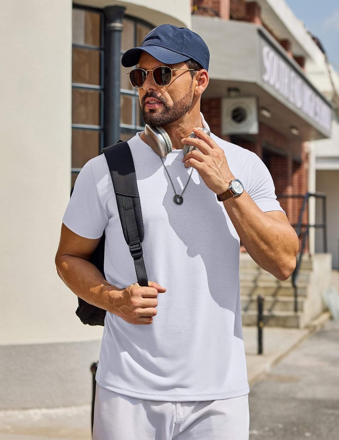 image:imageCOOFANDY Mens T Shirt Short Sleeve Casual TShirts Crew Neck Basic Tee ShirtsWhite