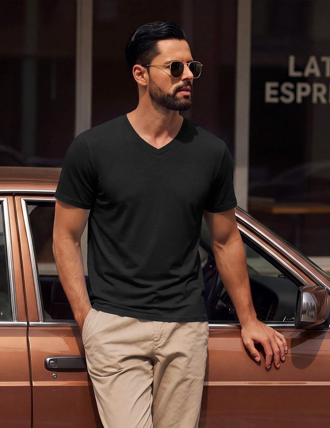 image:imageCOOFANDY Mens T Shirts Short Sleeve V Neck TShirt Casual Plain Basic TeeBlack 3pack