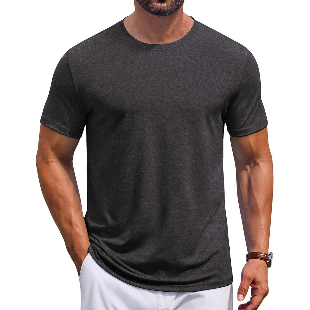 image:imageCOOFANDY Mens T Shirt Short Sleeve Casual TShirts Crew Neck Basic Tee ShirtsDark Grey