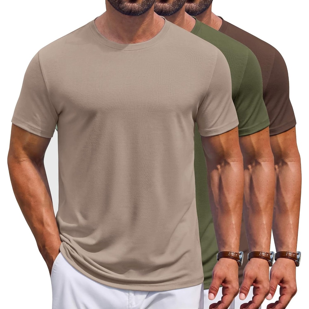 image:imageCOOFANDY Mens T Shirt Short Sleeve Casual TShirts Crew Neck Basic Tee ShirtsEarth Tones 3 Pack