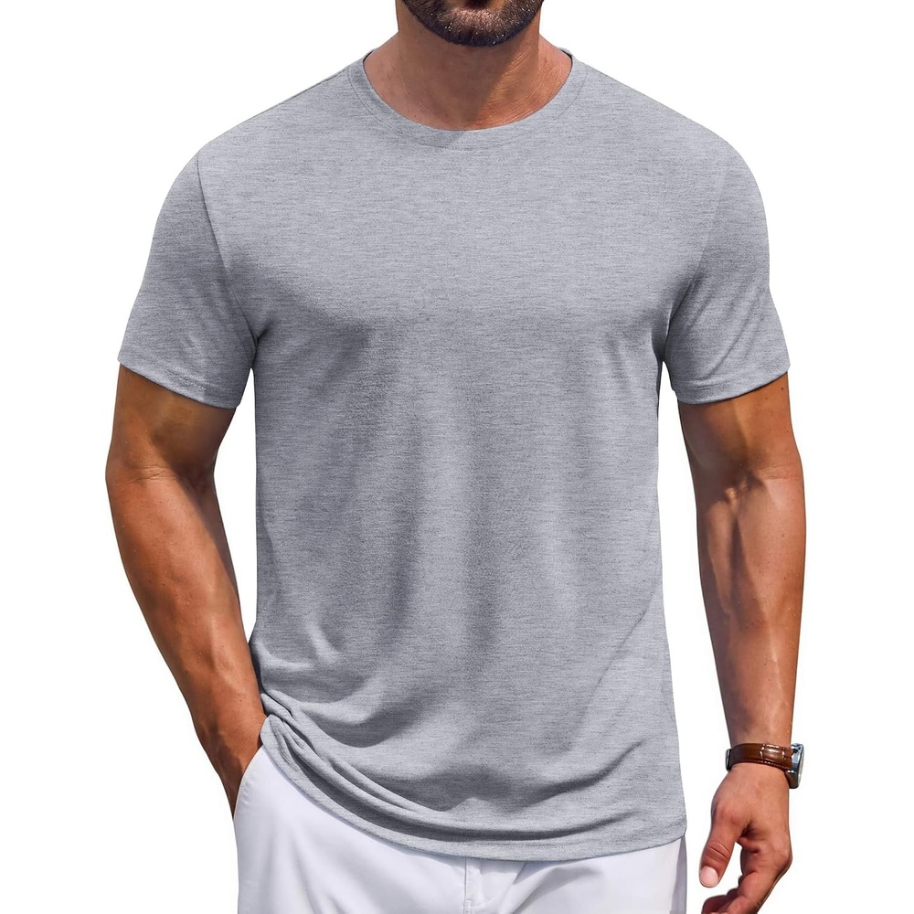 image:imageCOOFANDY Mens T Shirt Short Sleeve Casual TShirts Crew Neck Basic Tee ShirtsLight Grey
