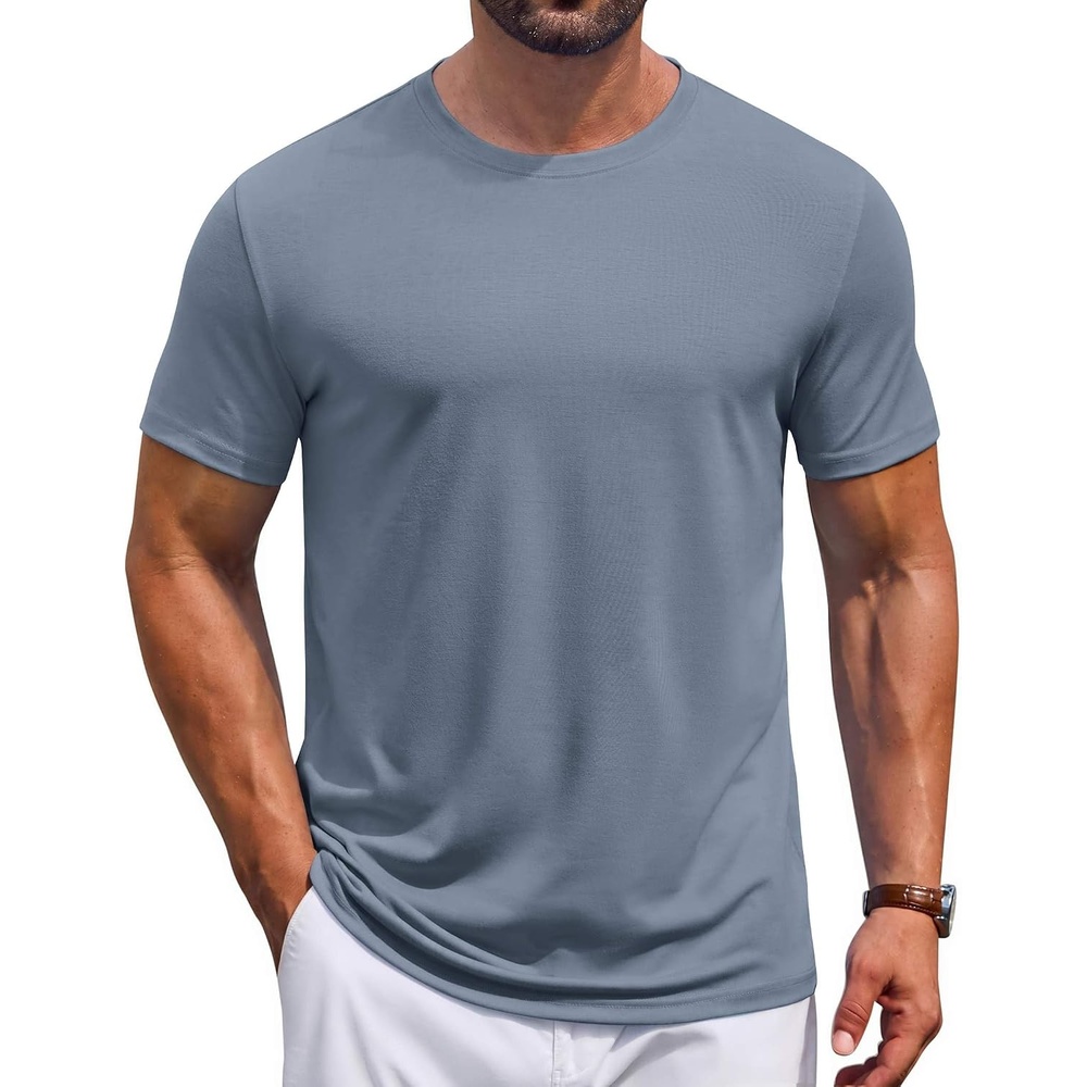 image:imageCOOFANDY Mens T Shirt Short Sleeve Casual TShirts Crew Neck Basic Tee ShirtsMisty Blue