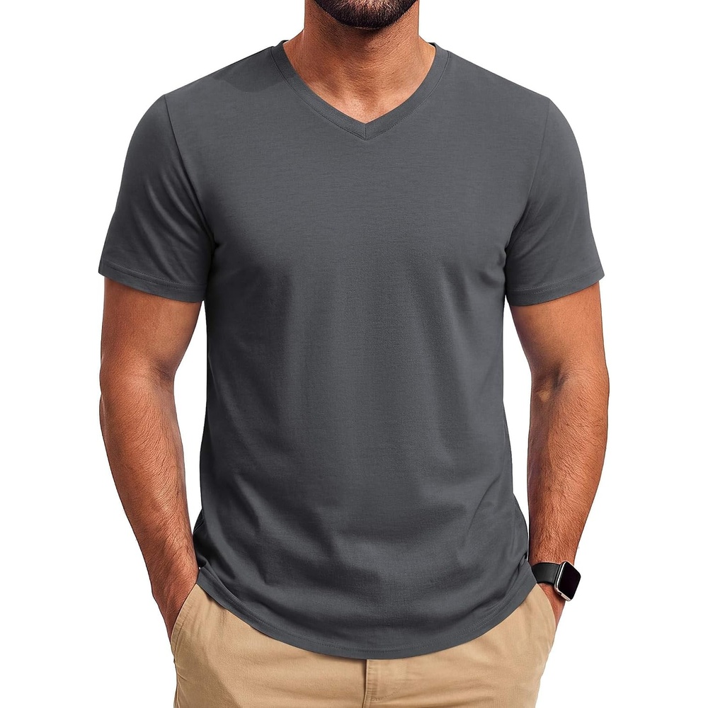 image:imageCOOFANDY Mens T Shirts Short Sleeve V Neck TShirt Casual Plain Basic TeeDark Gray