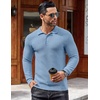 COOFANDY Men’s Knit Polo Shirts Casual Collared Long Sleeve Sweater Polos(Airy Blue)