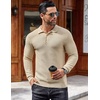 COOFANDY Men’s Knit Polo Shirts Casual Collared Long Sleeve Sweater Polos(Apricot)