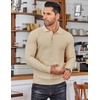 COOFANDY Men’s Knit Polo Shirts Casual Collared Long Sleeve Sweater Polos(Apricot)