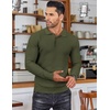 COOFANDY Men’s Knit Polo Shirts Casual Collared Long Sleeve Sweater Polos(Army Green)