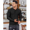 COOFANDY Men’s Knit Polo Shirts Casual Collared Long Sleeve Sweater Polos(Black)