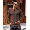 COOFANDY Men’s Knit Polo Shirts Casual Collared Long Sleeve Sweater Polos(Brown)
