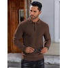 COOFANDY Men’s Knit Polo Shirts Casual Collared Long Sleeve Sweater Polos(Brown)