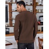 COOFANDY Men’s Knit Polo Shirts Casual Collared Long Sleeve Sweater Polos(Brown)