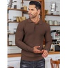 COOFANDY Men’s Knit Polo Shirts Casual Collared Long Sleeve Sweater Polos(Brown)