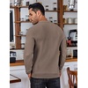 COOFANDY Men’s Knit Polo Shirts Casual Collared Long Sleeve Sweater Polos(Brown and Grey)