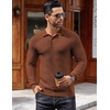 COOFANDY Men’s Knit Polo Shirts Casual Collared Long Sleeve Sweater Polos(Caramel)