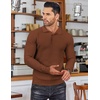 COOFANDY Men’s Knit Polo Shirts Casual Collared Long Sleeve Sweater Polos(Caramel)