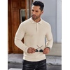 COOFANDY Men’s Knit Polo Shirts Casual Collared Long Sleeve Sweater Polos(Cream)