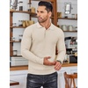 COOFANDY Men’s Knit Polo Shirts Casual Collared Long Sleeve Sweater Polos(Cream)