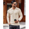 COOFANDY Men’s Knit Polo Shirts Casual Collared Long Sleeve Sweater Polos(Cream)