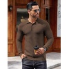 COOFANDY Men’s Knit Polo Shirts Casual Collared Long Sleeve Sweater Polos(Dark Coffee)