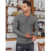 COOFANDY Men’s Knit Polo Shirts Casual Collared Long Sleeve Sweater Polos(Dark Grey)