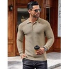 COOFANDY Men’s Knit Polo Shirts Casual Collared Long Sleeve Sweater Polos(Khaki)