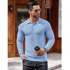 COOFANDY Men’s Knit Polo Shirts Casual Collared Long Sleeve Sweater Polos(Light Blue)