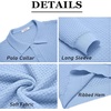 COOFANDY Men’s Knit Polo Shirts Casual Collared Long Sleeve Sweater Polos(Light Blue)