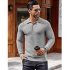 COOFANDY Men’s Knit Polo Shirts Casual Collared Long Sleeve Sweater Polos(Light Grey)