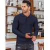 COOFANDY Men’s Knit Polo Shirts Casual Collared Long Sleeve Sweater Polos(Navy Blue)