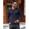 COOFANDY Men’s Knit Polo Shirts Casual Collared Long Sleeve Sweater Polos(Navy Blue)