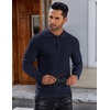 COOFANDY Men’s Knit Polo Shirts Casual Collared Long Sleeve Sweater Polos(Navy Blue)