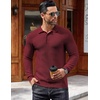 COOFANDY Men’s Knit Polo Shirts Casual Collared Long Sleeve Sweater Polos(Wine Red)