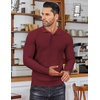 COOFANDY Men’s Knit Polo Shirts Casual Collared Long Sleeve Sweater Polos(Wine Red)