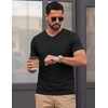 COOFANDY Mens T Shirts Short Sleeve V Neck T-Shirt Casual Plain Basic Tee(Black)