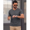 COOFANDY Mens T Shirts Short Sleeve V Neck T-Shirt Casual Plain Basic Tee(Dark Gray)