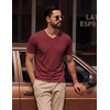 COOFANDY Mens T Shirts Short Sleeve V Neck T-Shirt Casual Plain Basic Tee(Dark Red)